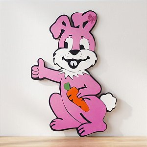 Painel Decorativo Coelho Rosa - Mini Laço Rosa - 17x27cm - 1 unidade - Rizzo
