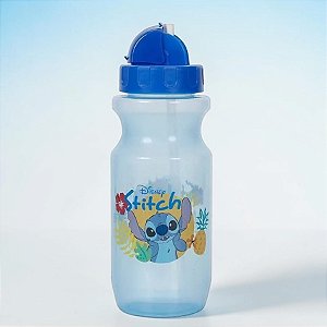 Garrafa de Plástico com Canudo - Stitch - Azul - 1 unidade - Disney Original - Rizzo