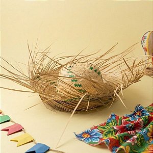 Chapéu de Palha Desfiado Detalhe Verde - 35cm - 1 unidade - Rizzo