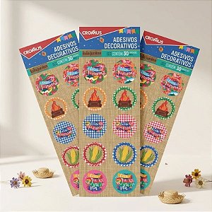 Adesivos Redondos Para Festa Junina - Xodó - 28cm - 30 unidades - Cromus - Rizzo