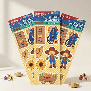 Adesivos Especiais Para Festa Junina - Passeio Na Roça - 28cm - 18 unidades - Cromus - Rizzo