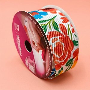Fita de Cetim 38mm x 10m - Festa Junina Flor de Chita - EGP009TR Cor 368 - Rolo 10m - 1 unidade - Progresso - Rizzo
