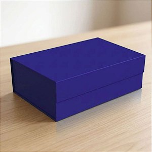 Caixa de Papel Rígido Retangular com Imã - Azul Escuro - G 33,5x24,5x10cm - 1 unidade - Cromus - Rizzo