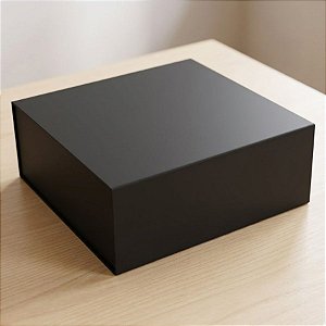 Caixa de Papel Rígido Quadrada com Imã - Preta - M 26x26x12cm - 1 unidade - Cromus - Rizzo