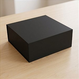 Caixa de Papel Rígido Quadrada com Imã - Preta - P 20x20x10cm - 1 unidade - Cromus - Rizzo