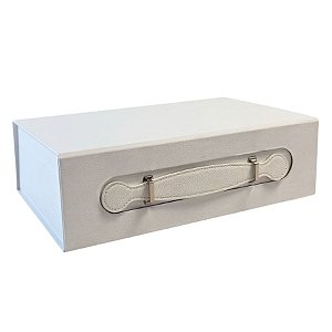 Caixa de Papel Rígido Retangular com Alça - Branca - M 29x21x9cm - 1 unidade - Cromus - Rizzo