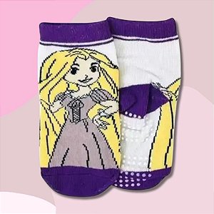 Meia Infantil Antiderrapante - Rapunzel - Roxo - 2 a 4 Anos - 1 unidade - Disney Original - Rizzo