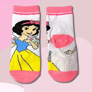 Meia Infantil Antiderrapante - Branca de Neve - Rosa - 2 a 4 Anos - 1 unidade - Disney Original - Rizzo