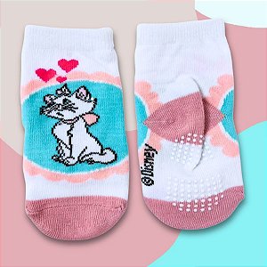 Meia Infantil Antiderrapante - Gata Marie - Mod. 3 - 0 a 12 Meses - 1 unidade - Disney Original - Rizzo