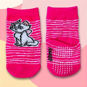 Meia Infantil Antiderrapante - Gata Marie - Mod. 1 - 1 a 2 Anos - 1 unidade - Disney Original - Rizzo