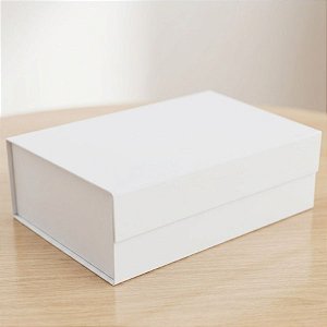 Caixa de Papel Rígido Retangular com Imã - Branco - GG 38x28x11cm - 1 unidade - Cromus - Rizzo