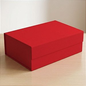Caixa de Papel Rígido Retangular com Imã - Vermelho - GG 38x28x11cm - 1 unidade - Cromus - Rizzo