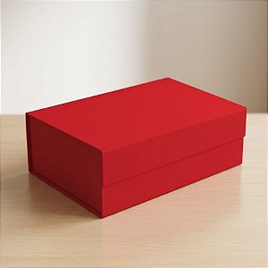 Caixa de Papel Rígido Retangular com Imã - Vermelho - P 24,5x17,5x8cm - 1 unidade - Cromus - Rizzo