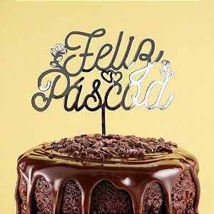 Topo de Bolo - Feliz Páscoa - Prata Espelhado - 18cm - 1 unidade - Sonho Fino - Rizzo