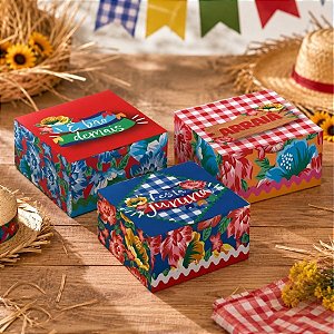 Caixa Tipo Diver para Brigadeiros Festa Junina - Xodó - 8,5x8,5x3,5cm - 10 unidades - Cromus - Rizzo