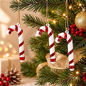 Enfeite Para Pendurar de Natal - Bengala Doce - 12cm - 3 unidades - Rizzo