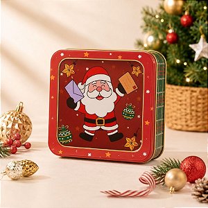 Lata de Natal de Metal - Papai Noel com Cartas - 15,5cm - 1 unidade - Rizzo