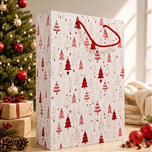 Sacola de Papel de Natal - Vermelho - 23cm - 1 unidade - Rizzo