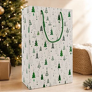 Sacola de Papel de Natal - Verde - 23cm - 1 unidade - Rizzo