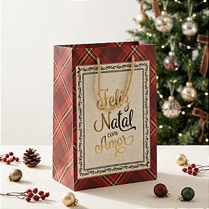 Sacola de Papel de Natal - Feliz Natal Com Amor - 31cm - 1 unidade - Rizzo