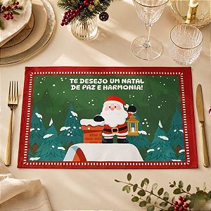 Jogo Americano de Natal - Te Desejo um Natal de Paz e Harmonia - 45x30cm - 1 unidade - Rizzo