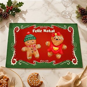 Jogo Americano de Natal - Verde Com Vermelho - 45x30cm - 1 unidade - Rizzo