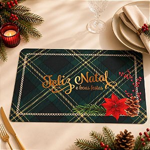 Jogo Americano de Natal - Feliz Natal e Boas Festas - Verde - 43x28cm - 1 unidade - Rizzo