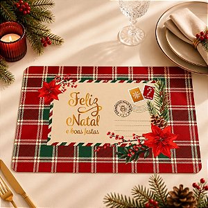 Jogo Americano de Natal - Feliz Natal e Boas Festas - Vermelho - 43x28cm - 1 unidade - Rizzo