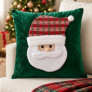 Capa Para Almofada de Natal - Papai Noel - Verde - 45cm - 1 unidade - Rizzo