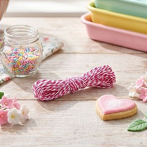 Fio Decorativo Torcido 5 mts Rosa e Branco Cromus Rizzo Confeitaria