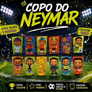 Copos Colecionáveis Neymar Jr Gols Que Marcaram História 600ml - KIT Geral - 12 unidades - Rizzo