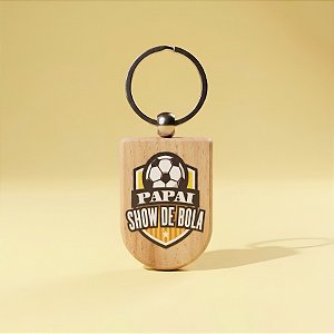 Chaveiro de Madeira - Papai Show De Bola - 3,2x8cm - 1 unidade - Rizzo