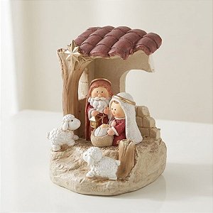Enfeite de Natal em Resina - Sagrada Família - Bege - 8x6cm - 1 unidade - Cromus - Rizzo