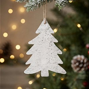 Enfeite para Pendurar de Natal - Árvore de Natal Branca - 11x15x1cm - 1 unidade - Cromus - Rizzo