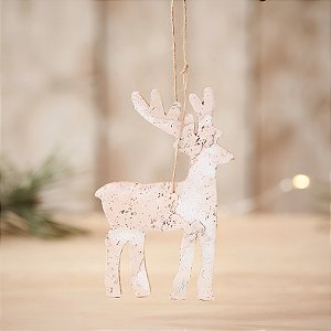 Enfeite de Pendurar de Natal - Rena Branca - 6,5x10x1cm - 1 unidade - Cromus - Rizzo