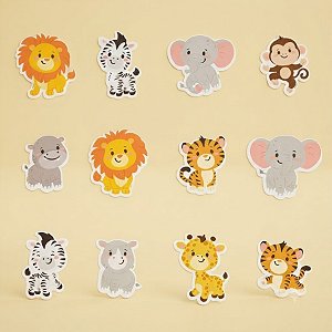 Mini Personagens Decorativos - Safari Baby - 8x7cm - 12 unidades - Regina - Rizzo