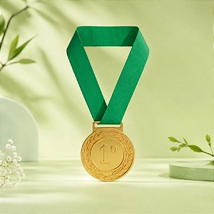 Medalha Dourada - Cordão Verde - 40cm - 1 unidade - Rizzo
