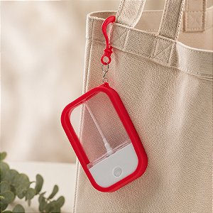 Frasco Spray Portátil Macaron Cartão com Capa de Silicone e Gancho Inferior - Vermelho - 1 unidade - Rizzo