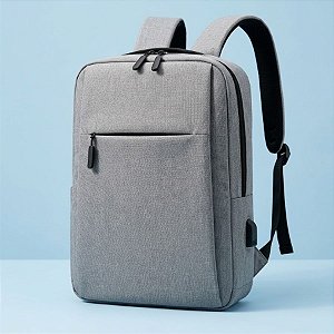 Mochila Bolsa para Notebook até 15 polegadas com saída USB - Cinza - 45x30x10cm - 1 unidade - Rizzo