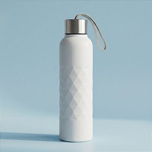 Garrafa Texturizada de Inox Com Alça - Branca - 750mL - 1 unidade - Rizzo