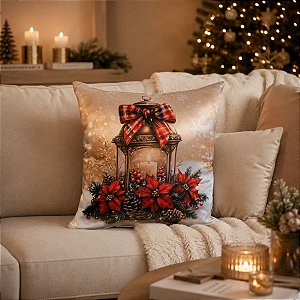 Almofada de Natal - Lamparina Natalina - 43x43cm - 1 unidade - Rizzo