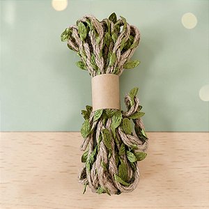 Fio Decorativo Juta com Folhas - 6 metros - 1 unidade - Rizzo
