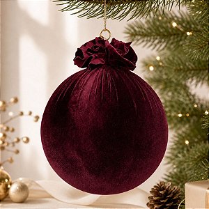 Bola de Natal Grande - Veludo Bordo - 35cm - 1 unidade - Rizzo