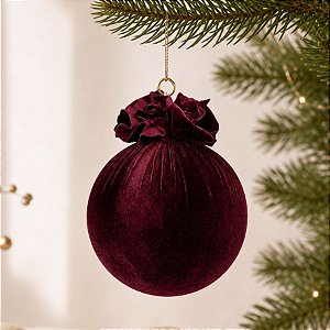 Bola de Natal Grande - Veludo Bordo - 25cm - 1 unidade - Rizzo