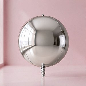 Balão de Festa Metalizado 10" 28cm - Orbz Prata - 20 unidades - Rizzo