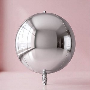 Balão de Festa Metalizado 18" 56cm - Orbz Prata - 20 unidades - Rizzo