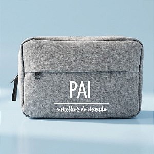 Necessaire Masculina Personalizado Melhor Pai - Cinza - 23x15x7cm - 1 unidade - Rizzo