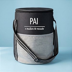 Bolsa Térmica Redonda 26L Personalizado Melhor Pai  - Cinza e Preto - 34x27cm - 1 unidade - Rizzo