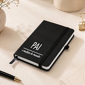 Mini Caderno Capa Dura e Folhas Brancas Personalizado Melhor Pai - Preto - 14x9cm - 1 unidade - Rizzo
