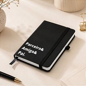 Mini Caderno Capa Dura e Folhas Brancas Personalizado Pai Amigo - Preto - 14x9cm - 1 unidade - Rizzo